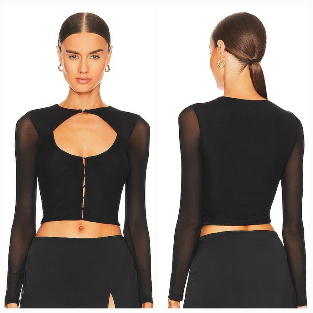 Superdown Katherine Hook & Eye Top in Black